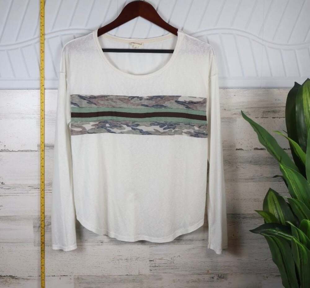 Hem & Thread Women's Long Sleeve Camo Stripe Top Size L